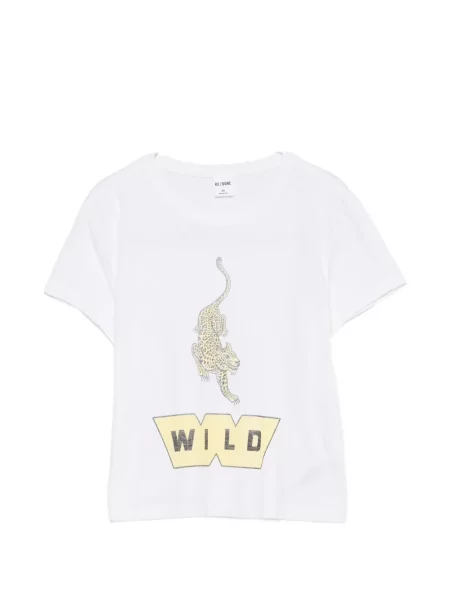 Tricou Re/done cu imagine cu model leopard alb
