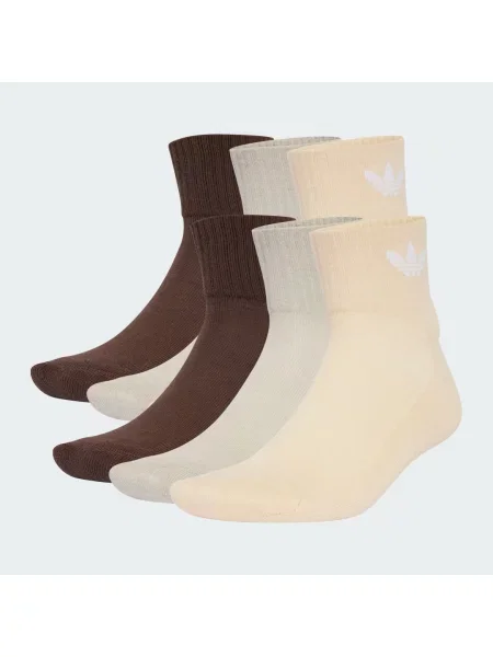 ADIDAS ORIGINALS Ponožky Mid Ankle 6 Pairs béžová / písková / tmavě hnědá / bílá šedé
