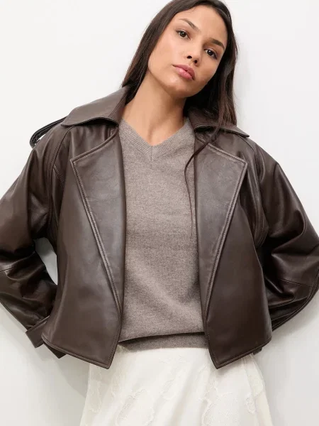 Кожаная куртка Answear.lab коричневая