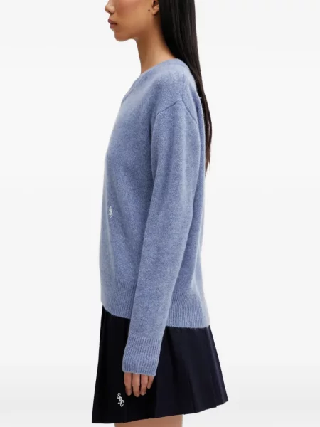 Pulover Sporty & Rich cu decolteu în V albastru