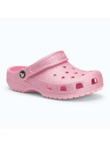 Crocs Classic Glitter Clog Детски джапанки туид с блясък розов