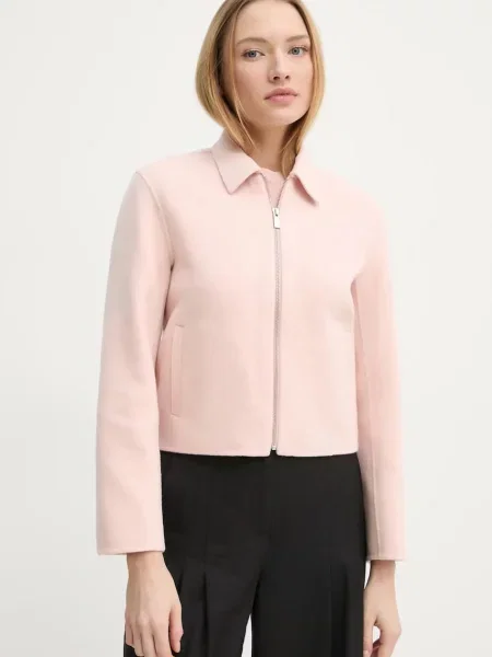 Theory geaca de lana de tranzitie roz