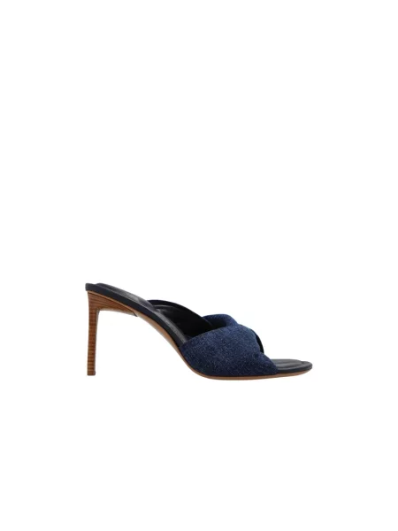 Klapki mules Jacquemus skórzane niebieskie