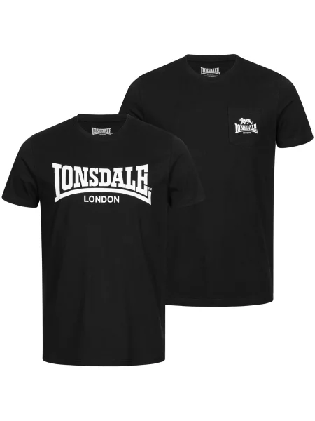 LONSDALE Tricou Torbay negru alb