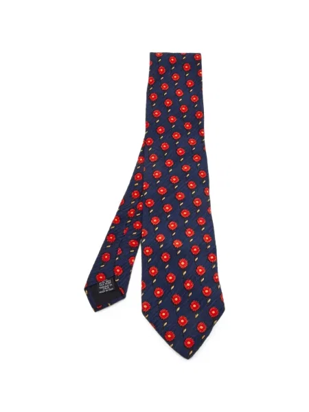 Cravată Boss de mătase cu model floral cu imagine albastru