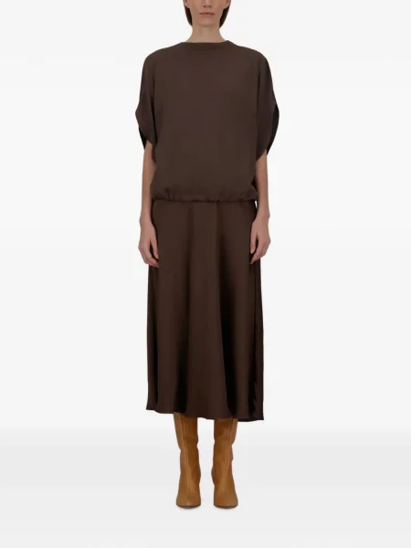 Bluza Herno 3/4 rukavi s vezicama smeđa
