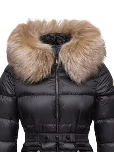 Μπουφάν Moncler από δέρμα προβάτου μαύρο