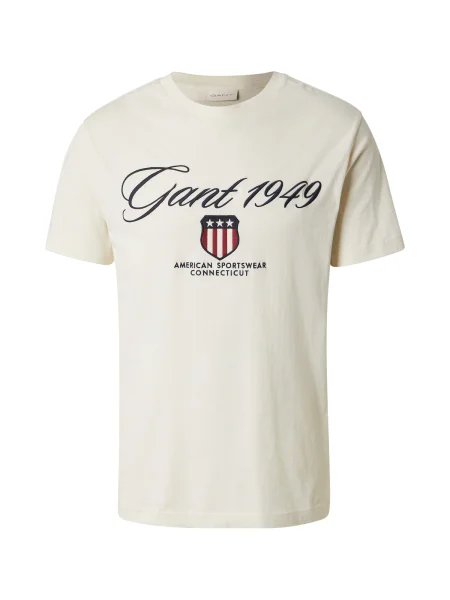 GANT Tricou ecru / marin / roşu închis albastru