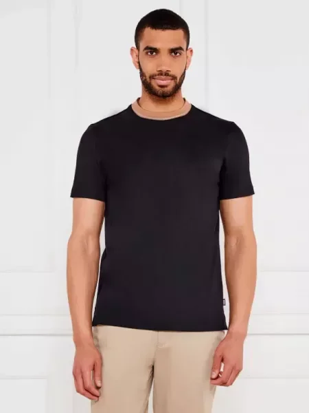 BOSS BLACK Tricou H-Tessler | mercerizat negru