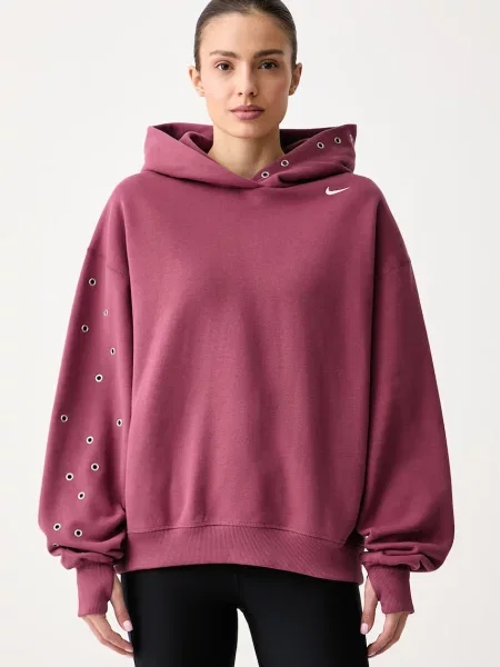 Nike Sportswear oversize melegítőfelső női pamuttal Studio Fleece rózsaszín
