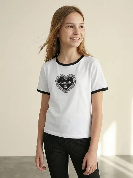 Sinsay tričko s nápisem Romantic bílá