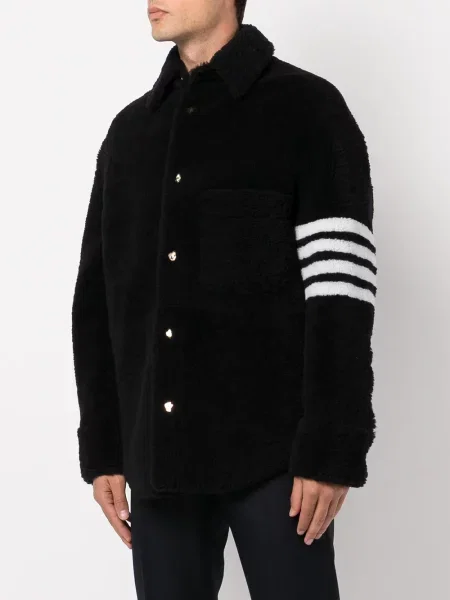 Kožená bunda Thom Browne modrá