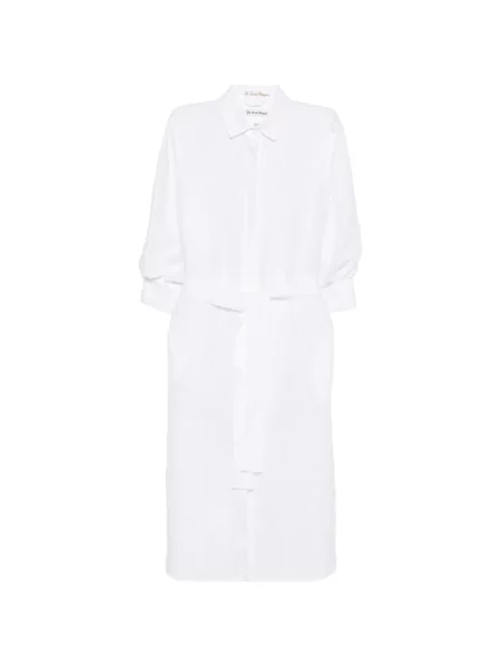 Sukienka koszulowa Le Sarte Pettegole wiązana garniturowa biała