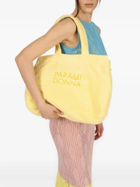 Geantă shopper Paramidonna cu broderie galben