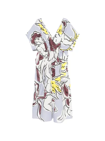 Rochie midi Tory Burch cu decolteu în V până la genunchi de costum alb