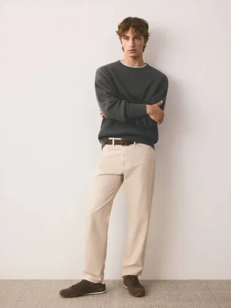 Sweter z prążkowanej dzianiny z bawełny antracytowy Teen XL MANGO TEEN