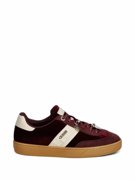 Sneakerși Guess de catifea roșu