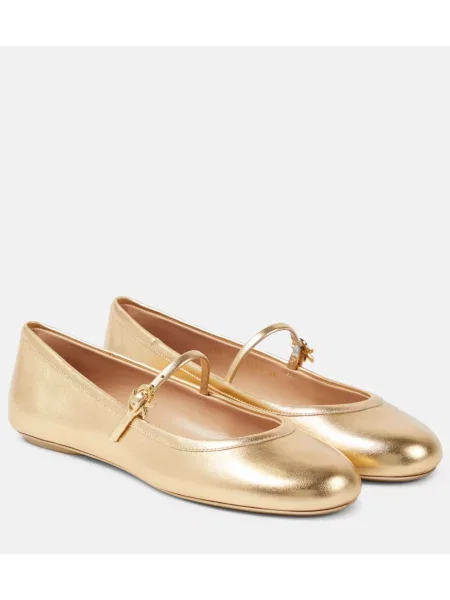 Balerini Gianvito Rossi din piele auriu