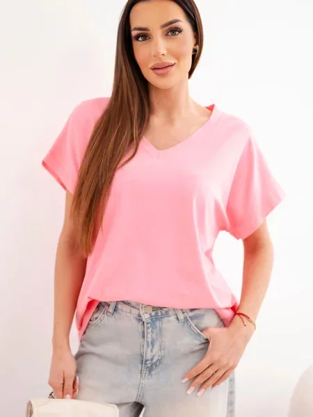 Bluză Kesi Włoski cu mâneci scurte scurtă roz