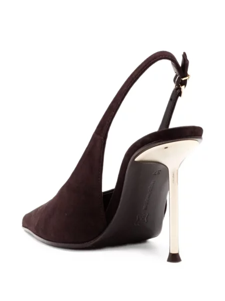 Pantofi cu toc Sergio Levantesi din piele de căprioară slingback maro