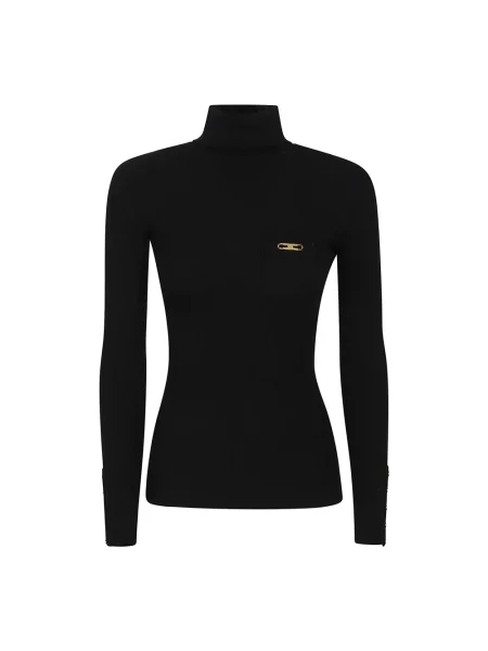 Sweter Elisabetta Franchi z wysokim kołnierzem czerwony