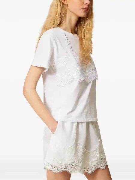 Tricou Twinset din dantelă alb