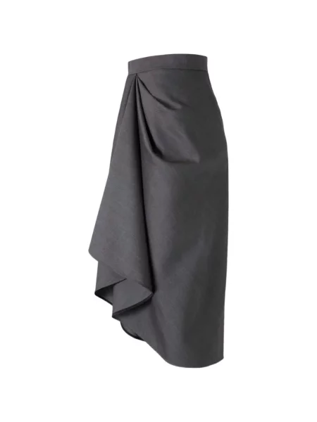 Fustă midi Givenchy drapată până la genunchi gri