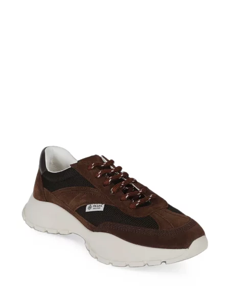 Sneakerși Prada din piele de căprioară maro