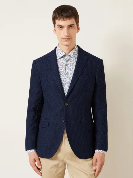 Etro Marynarka O Kroju Slim Fit blau granatowa