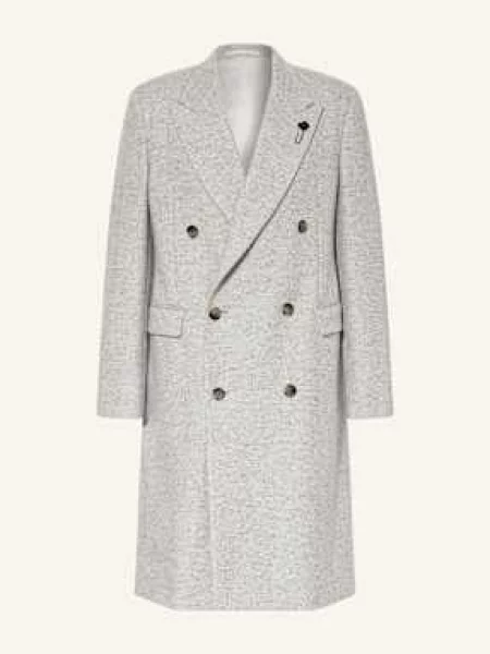 Lardini Vlněný Kabát světle šedá