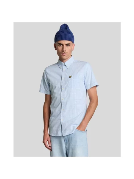 Krótka koszula z krótkim rękawem Lyle & Scott z krótkim rękawem niebieska
