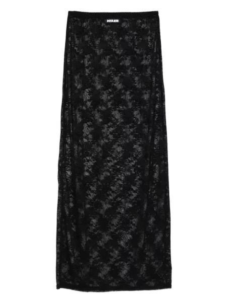 Fustă midi Ksubi din dantelă până la genunchi negru