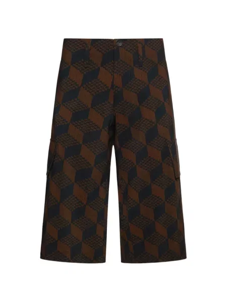 Pantaloni scurți cargo Pierre-louis Mascia cu imprimeu geometric maro