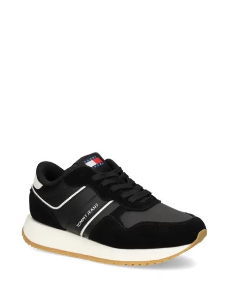 Sneakerși Tommy Jeans din piele de căprioară negru