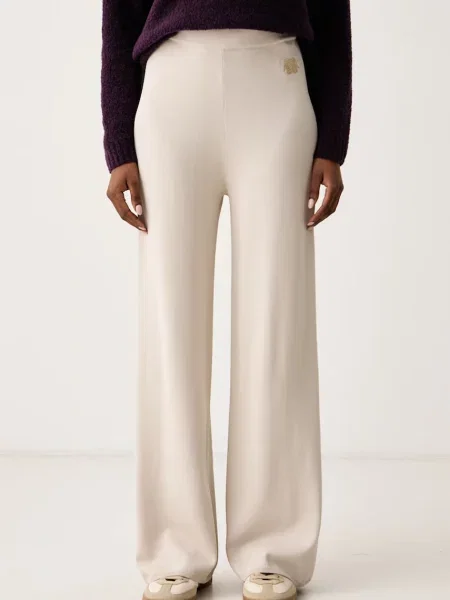 Armani Exchange pantaloni pentru femei cu vâscoză bej