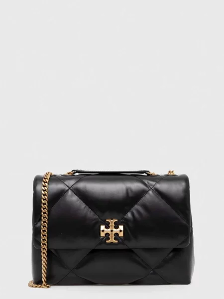 Usnjena torbica Tory Burch črna