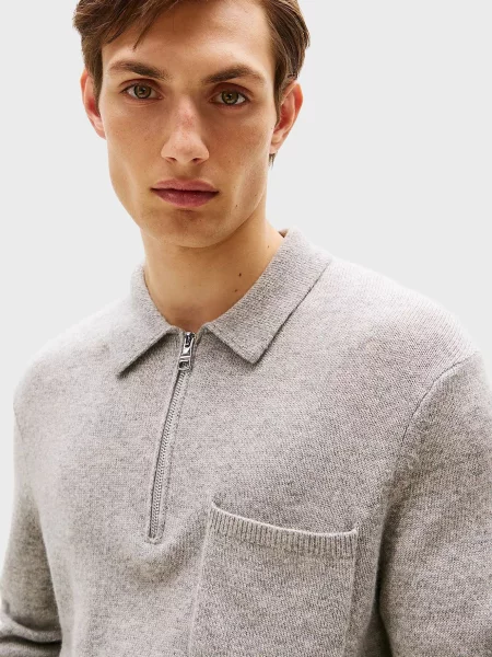 Шерстяное поло Tommy Hilfiger серое