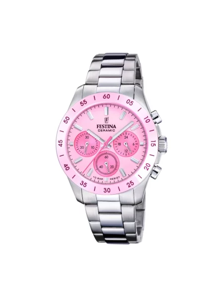 FESTINA Analogové hodinky Chronograph Ceramic' pink