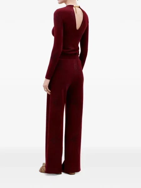 Pantaloni Silvia Tcherassi tricotate cu model argyle roșu