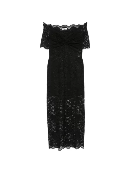 Rochie maxi Rabanne din dantelă cu umerii deschiși negru