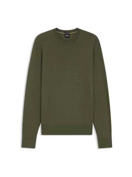 Lniany sweter Boss zielony