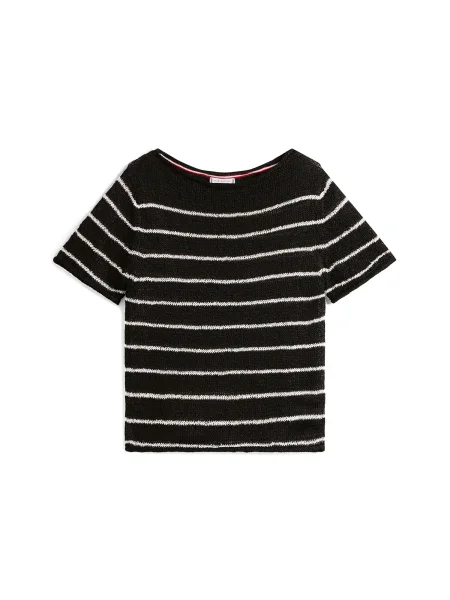 TOMMY HILFIGER Pulover negru alb
