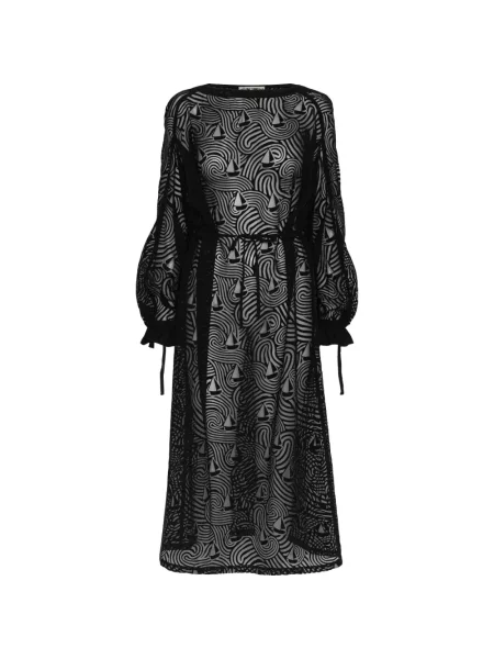 Lung rochie maxi Henrik Vibskov cu imprimeu abstract negru