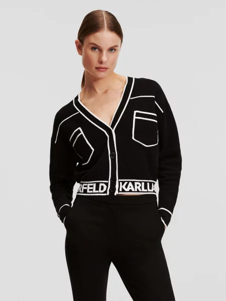Кардиган Karl Lagerfeld бавовна/вовна чорний