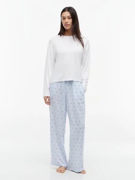 TOMMY HILFIGER Pyžamo Essential námornícka modrá / svetlomodrá biela