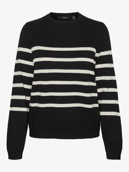 VERO MODA Sveter VMSABA čierna biela