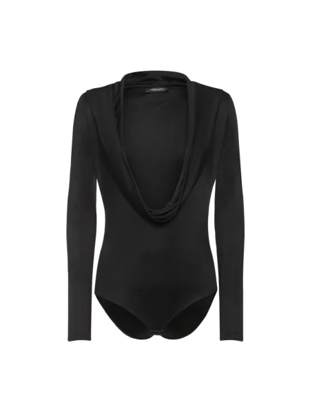 Body Versace z długim rękawem z głębokim dekoltem czarny