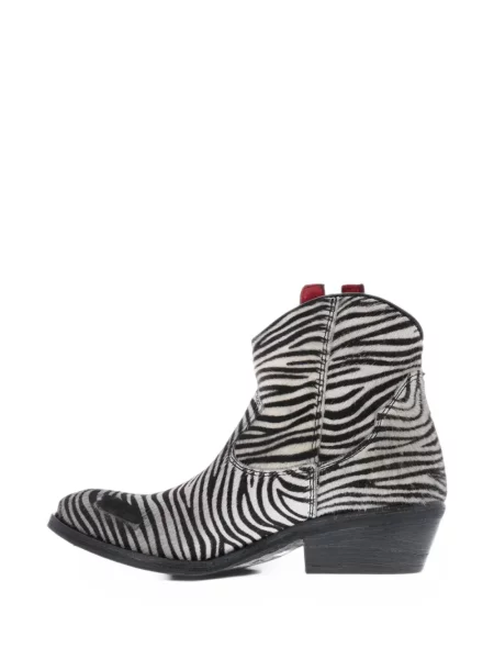 Botine Paris Punk cu imagine cu model zebră alb