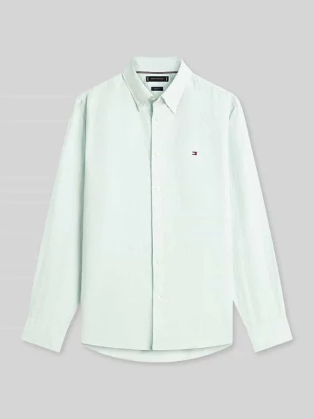 Koszula casualowa o kroju regular fit z mieszanki bawełny i lnu Tommy Hilfiger zielona
