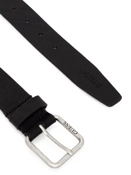 Curea Guess din piele cu autograf negru
